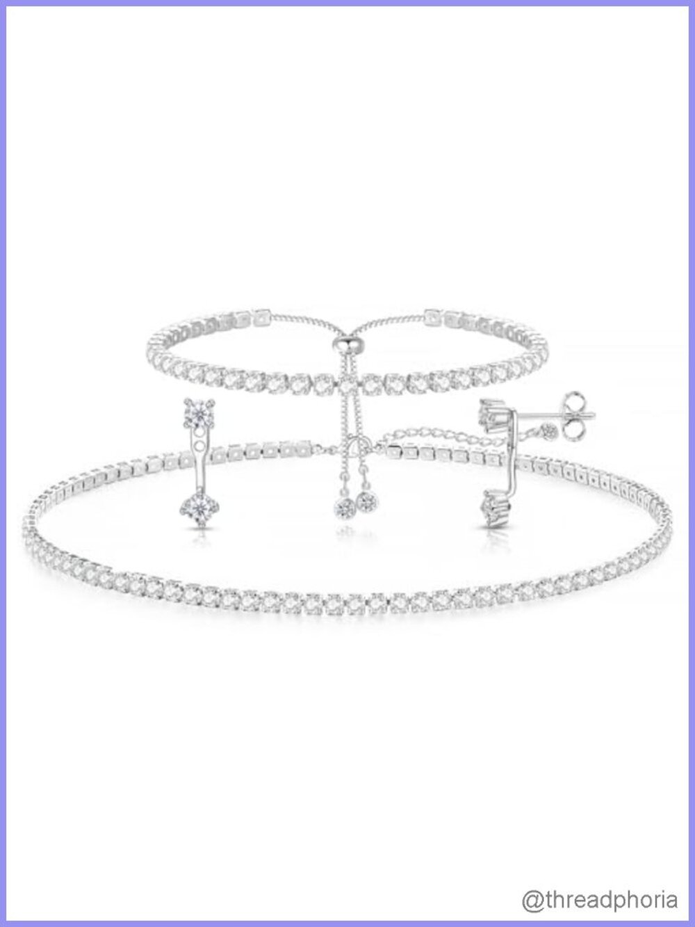 Tennis Necklace Set for Women Bracelet Earrings Sterling Silver Jewelry Set